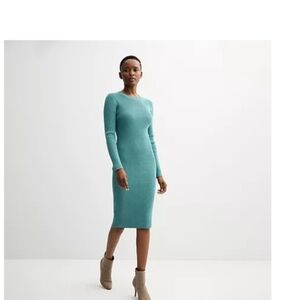 Nine West Crewneck Sweater Dress Color: Cool Sea Heather Size: LARGE (EUC)